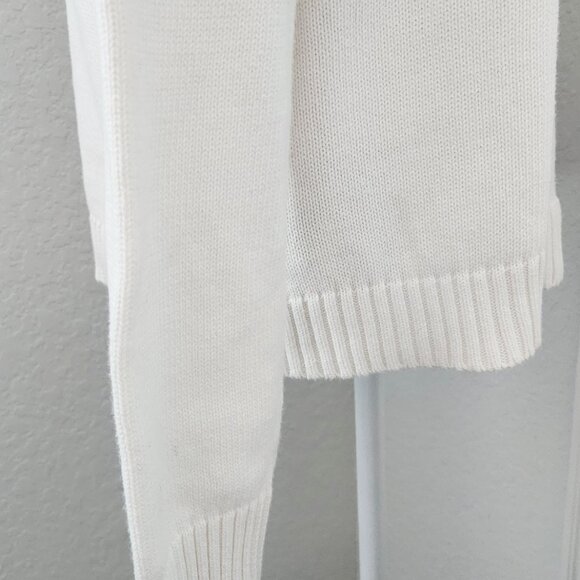 LAUREN Ralph Lauren White 1/4 Zip Long Sleeve Sweater w/ Crest in Women's Large - Picture 12 of 15